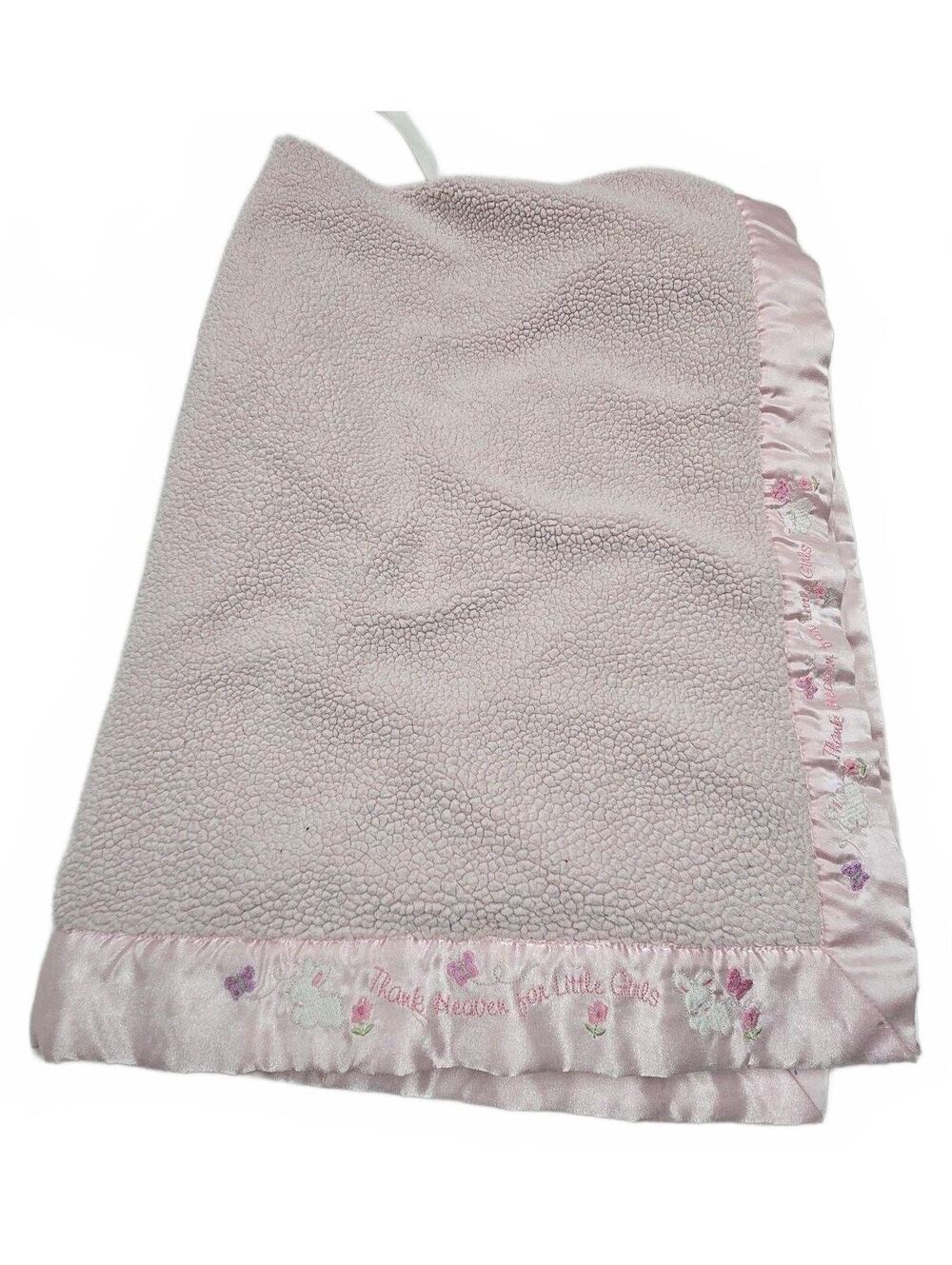 Just Born Thank Heaven for Little Girls Baby Blanket Pink White Bunny Rabbit